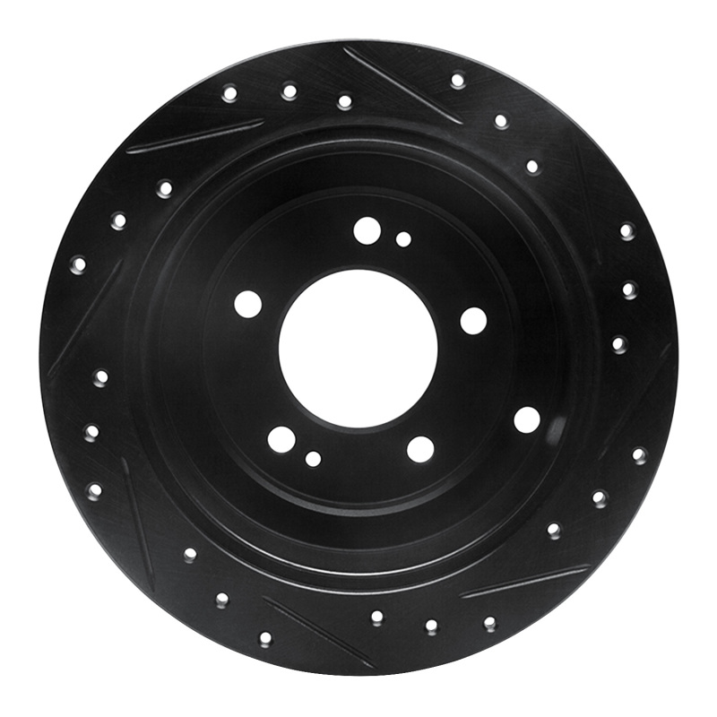 Kia AMANTI Brake Rotor (1) - Rear Left - R1 Concepts - Drilled & Slotted - Black - `04-`06
